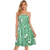 image:imageCHICGAL Summer Dresses for Women Beach Cover Ups Strapless Boho Floral Print Sundress 2026Green White Flower