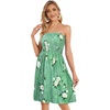 image:imageCHICGAL Summer Dresses for Women Beach Cover Ups Strapless Boho Floral Print Sundress 2026Green White Flower