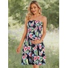 image:imageCHICGAL Summer Dresses for Women Beach Cover Ups Strapless Boho Floral Print Sundress 2026Navy Pink Flower