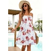 image:imageCHICGAL Summer Dresses for Women Beach Cover Ups Strapless Boho Floral Print Sundress 2026Red White Floral