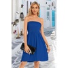 image:imageCHICGAL Summer Dresses for Women Beach Cover Ups Strapless Boho Floral Print Sundress 2026Solid Rayol Blue