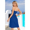 image:imageCHICGAL Summer Dresses for Women Beach Cover Ups Strapless Boho Floral Print Sundress 2026Solid Rayol Blue