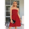 image:imageCHICGAL Summer Dresses for Women Beach Cover Ups Strapless Boho Floral Print Sundress 2026Solid Red