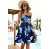 image:imageCHICGAL Summer Dresses for Women Beach Cover Ups Strapless Boho Floral Print Sundress 2026Tropical Blue Leaf