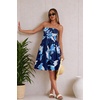 image:imageCHICGAL Summer Dresses for Women Beach Cover Ups Strapless Boho Floral Print Sundress 2026Tropical Blue Leaf