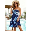 image:imageCHICGAL Summer Dresses for Women Beach Cover Ups Strapless Boho Floral Print Sundress 2026Tropical Blue Leaf