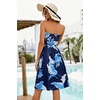 image:imageCHICGAL Summer Dresses for Women Beach Cover Ups Strapless Boho Floral Print Sundress 2026Tropical Blue Leaf