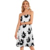 image:imageCHICGAL Summer Dresses for Women Beach Cover Ups Strapless Boho Floral Print Sundress 2026White Black Flowers