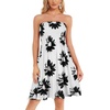 image:imageCHICGAL Summer Dresses for Women Beach Cover Ups Strapless Boho Floral Print Sundress 2026White Black Flowers