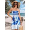 image:imageCHICGAL Summer Dresses for Women Beach Cover Ups Strapless Boho Floral Print Sundress 2026White Blue Tree