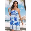 image:imageCHICGAL Summer Dresses for Women Beach Cover Ups Strapless Boho Floral Print Sundress 2026White Blue Tree