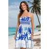 image:imageCHICGAL Summer Dresses for Women Beach Cover Ups Strapless Boho Floral Print Sundress 2026White Blue Tree