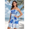 image:imageCHICGAL Summer Dresses for Women Beach Cover Ups Strapless Boho Floral Print Sundress 2026White Blue Tree