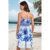 image:imageCHICGAL Summer Dresses for Women Beach Cover Ups Strapless Boho Floral Print Sundress 2026White Blue Tree