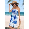 image:imageCHICGAL Summer Dresses for Women Beach Cover Ups Strapless Boho Floral Print Sundress 2026White Blue Tree