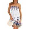image:imageCHICGAL Summer Dresses for Women Beach Cover Ups Strapless Boho Floral Print Sundress 2026White Boho Printed