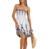 image:imageCHICGAL Summer Dresses for Women Beach Cover Ups Strapless Boho Floral Print Sundress 2026White Boho Printed