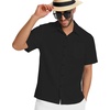 image:imageMens Hawaiian Shirt Short Sleeve Summer Beach Casual Tops Button Down T Shirts with PocketBlack