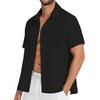 image:imageMens Hawaiian Shirt Short Sleeve Summer Beach Casual Tops Button Down T Shirts with PocketBlack