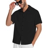 image:imageMens Hawaiian Shirt Short Sleeve Summer Beach Casual Tops Button Down T Shirts with PocketBlack