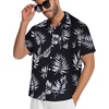 image:imageMens Hawaiian Shirt Short Sleeve Summer Beach Casual Tops Button Down T Shirts with PocketBlack White Leaf