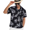 image:imageMens Hawaiian Shirt Short Sleeve Summer Beach Casual Tops Button Down T Shirts with PocketBlack White Leaf