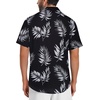 image:imageMens Hawaiian Shirt Short Sleeve Summer Beach Casual Tops Button Down T Shirts with PocketBlack White Leaf