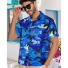 image:imageMens Hawaiian Shirt Short Sleeve Summer Beach Casual Tops Button Down T Shirts with PocketBlue Palm Tree