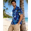 image:imageMens Hawaiian Shirt Short Sleeve Summer Beach Casual Tops Button Down T Shirts with PocketBlue Palm Tree