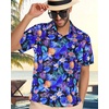image:imageMens Hawaiian Shirt Short Sleeve Summer Beach Casual Tops Button Down T Shirts with PocketBlue Pineapple