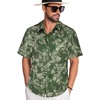 image:imageMens Hawaiian Shirt Short Sleeve Summer Beach Casual Tops Button Down T Shirts with PocketC Armygreen Flower
