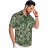 image:imageMens Hawaiian Shirt Short Sleeve Summer Beach Casual Tops Button Down T Shirts with PocketC Armygreen Flower