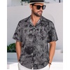 image:imageMens Hawaiian Shirt Short Sleeve Summer Beach Casual Tops Button Down T Shirts with PocketC Black Grey Print