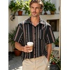 image:imageMens Hawaiian Shirt Short Sleeve Summer Beach Casual Tops Button Down T Shirts with PocketC Black Orange Stripe