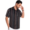 image:imageMens Hawaiian Shirt Short Sleeve Summer Beach Casual Tops Button Down T Shirts with PocketC Black Orange Stripe