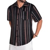 image:imageMens Hawaiian Shirt Short Sleeve Summer Beach Casual Tops Button Down T Shirts with PocketC Black Orange Stripe