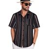 image:imageMens Hawaiian Shirt Short Sleeve Summer Beach Casual Tops Button Down T Shirts with PocketC Black Orange Stripe