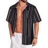 image:imageMens Hawaiian Shirt Short Sleeve Summer Beach Casual Tops Button Down T Shirts with PocketC Black Orange Stripe
