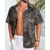 image:imageMens Hawaiian Shirt Short Sleeve Summer Beach Casual Tops Button Down T Shirts with PocketC Brown Green Print