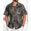 image:imageMens Hawaiian Shirt Short Sleeve Summer Beach Casual Tops Button Down T Shirts with PocketC Brown Green Print