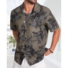 image:imageMens Hawaiian Shirt Short Sleeve Summer Beach Casual Tops Button Down T Shirts with PocketC Brown Green Print