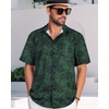 image:imageMens Hawaiian Shirt Short Sleeve Summer Beach Casual Tops Button Down T Shirts with PocketC Dark Green Print