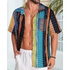 image:imageMens Hawaiian Shirt Short Sleeve Summer Beach Casual Tops Button Down T Shirts with PocketC Muticolor Stripe