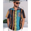 image:imageMens Hawaiian Shirt Short Sleeve Summer Beach Casual Tops Button Down T Shirts with PocketC Muticolor Stripe