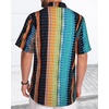 image:imageMens Hawaiian Shirt Short Sleeve Summer Beach Casual Tops Button Down T Shirts with PocketC Muticolor Stripe