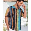 image:imageMens Hawaiian Shirt Short Sleeve Summer Beach Casual Tops Button Down T Shirts with PocketC Muticolor Stripe
