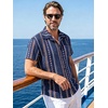 image:imageMens Hawaiian Shirt Short Sleeve Summer Beach Casual Tops Button Down T Shirts with PocketC Navy Blue Stripe