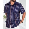 image:imageMens Hawaiian Shirt Short Sleeve Summer Beach Casual Tops Button Down T Shirts with PocketC Navy Blue Stripe