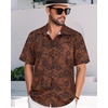 image:imageMens Hawaiian Shirt Short Sleeve Summer Beach Casual Tops Button Down T Shirts with PocketC Orange Print
