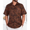 image:imageMens Hawaiian Shirt Short Sleeve Summer Beach Casual Tops Button Down T Shirts with PocketC Orange Print
